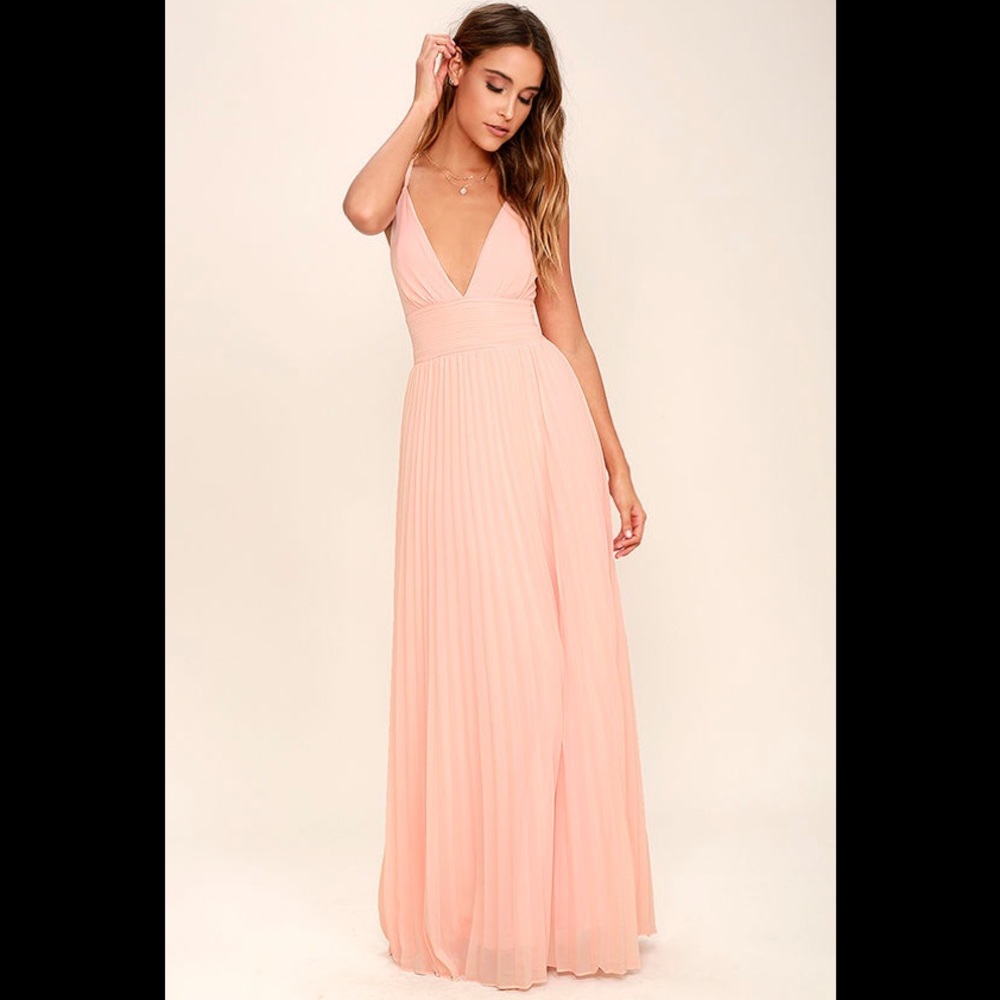 Light pink v neck maxi dress